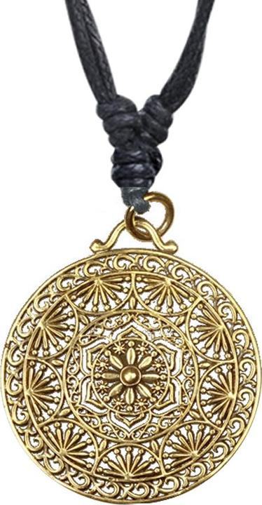 Image du produit Star Piercing Collier noir pendentif doré Mandala soleil (Laiton)