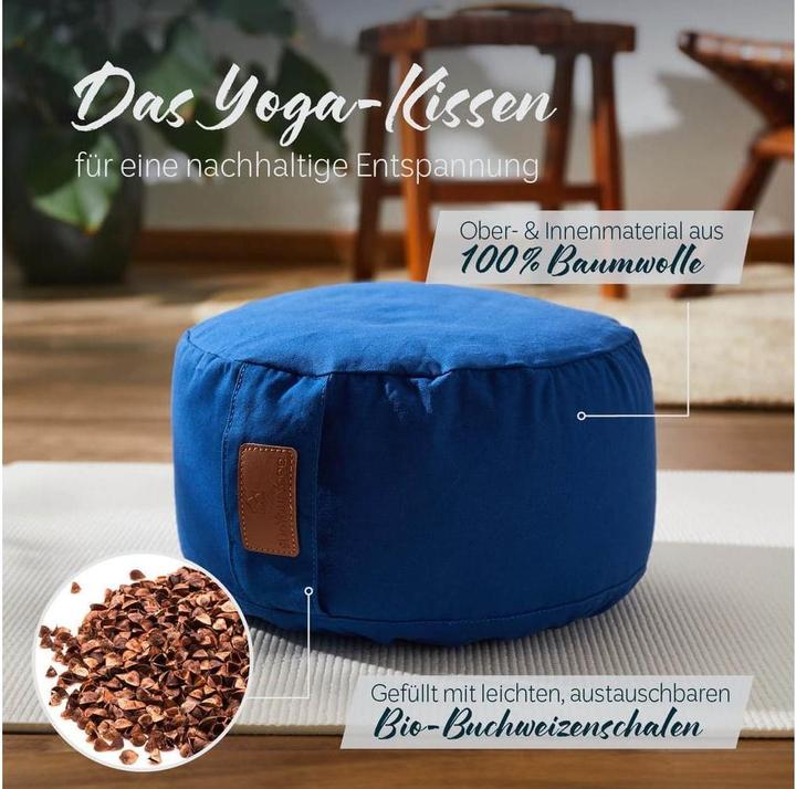 Produktbild DoYourYoga Yoga-Kissen Vishnu Buchweizenschalen, Dunkelblau (15 cm)