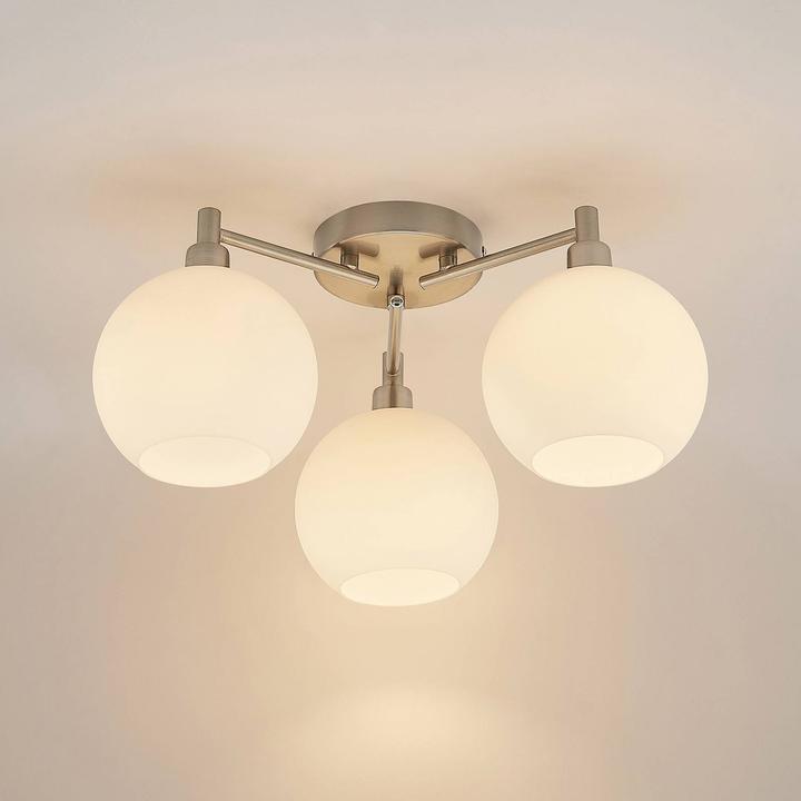 Actual product image Lindby Jemissa Glass Ceiling Lamp, 3 Flames, Opal (E14)