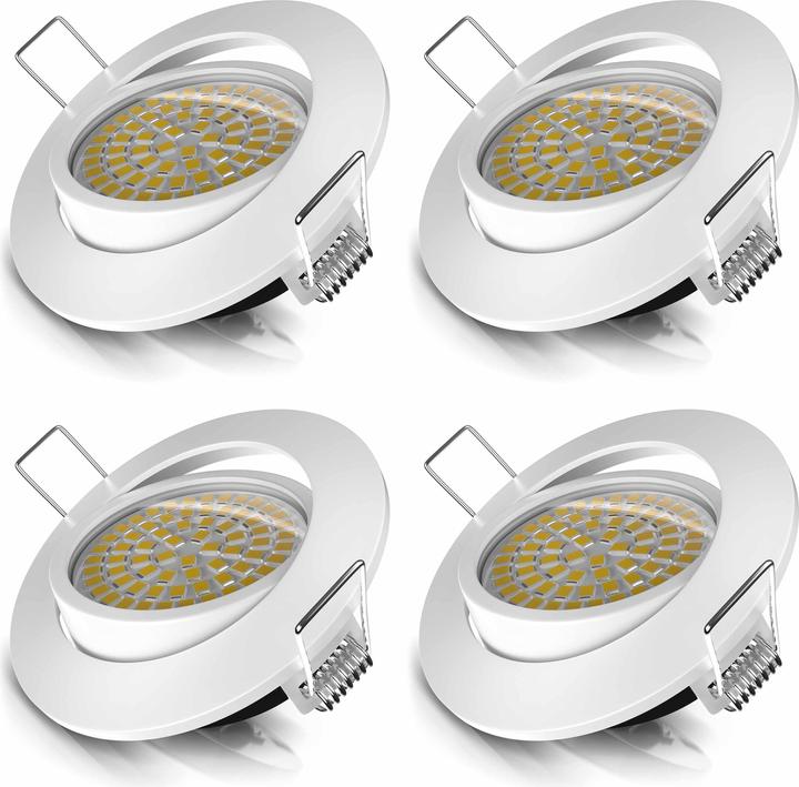Brandson 4x LED-Deckenstrahler, schwenkbar, warmweiss 3000K, Einbaustrahler 5W, Einbaulicht (320 lm)