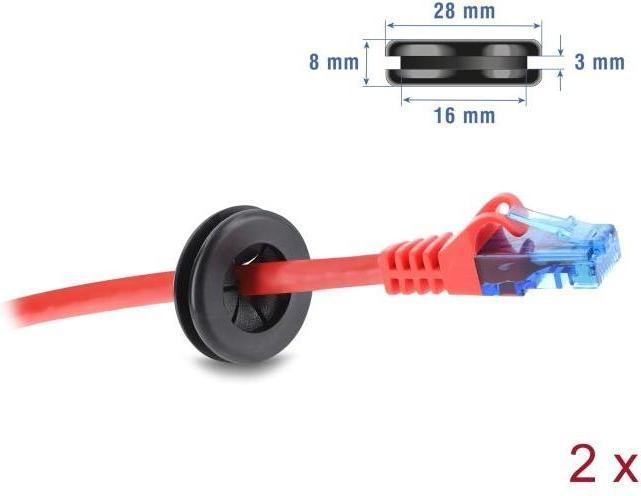 Immagine prodotto Delock Gummi Kabeldurchführung rund Ø 20 mm schwarz 2 Stück (Foro cavo)