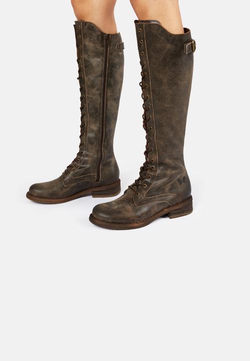 Actual product image Felmini Gredo A425, the high lace-up biker boot from, is made from smooth leather with a vintage finish. (42)