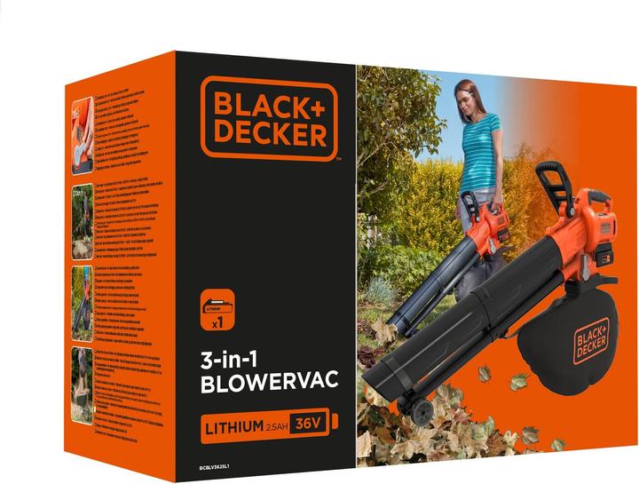 Produktbild Black & Decker BCBLV3625L1 (Akkubetrieb, Laubbläser, Laubsauger-& bläser, Laubsauger)