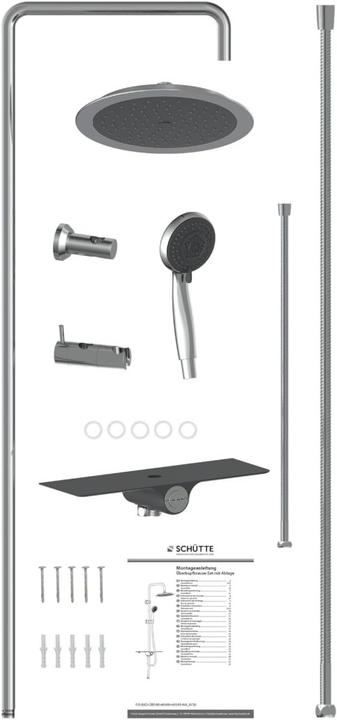 Produktbild Schütte Regendusche Bad AQUASTAR Überkopfbrause-Set Chrom Anthrazit Ablage Duschsystem Regenbrause 60501