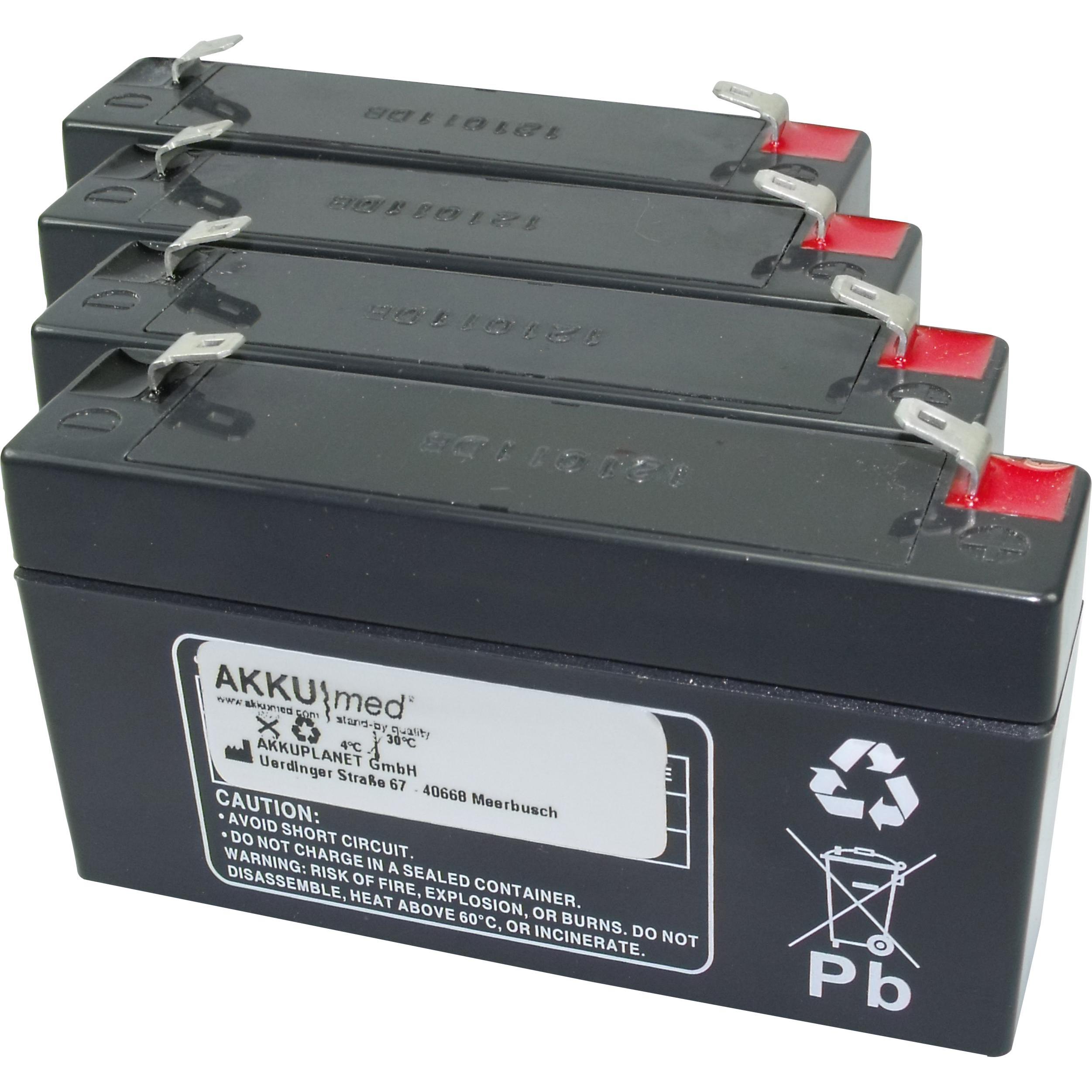 XCell Blei Akkueinsatz passend für Wissner-Bosserhoff Eleganza (4 Stk., 1200 mAh, Akku), Akku Ladegerät