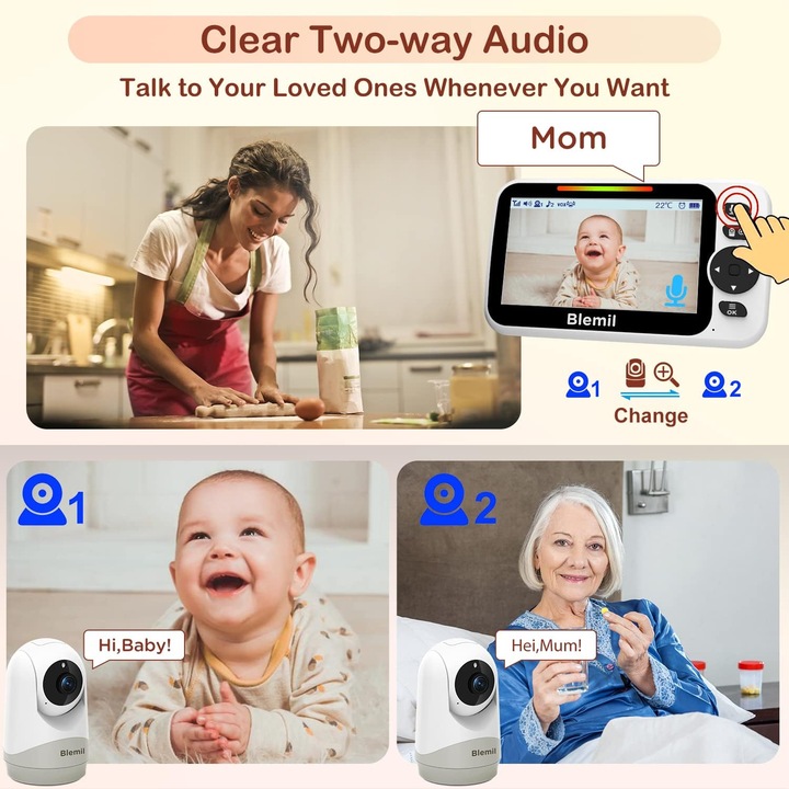 Produktbild Blemil Babyphone mit 2 Kameras (Babyphone mit Kamera)