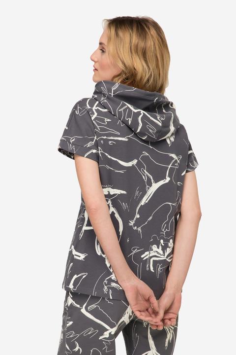 Produktbild Laurasøn Hoodie, Sweater, oversized, Robben Print, Kapuze, Halbarm (M)