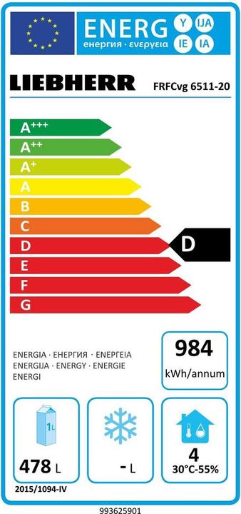 Energie-Label Liebherr 'FRFCvg 6511' (688 l)
