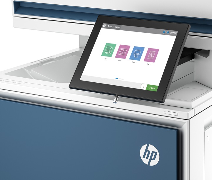 Actual product image HP Color LaserJet Enterprise MFP X58045dn printer, print, copy, scan, fax (optional), autoload, print (Laser, Colour)