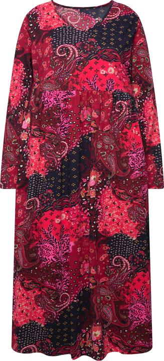 Produktbild Ulla Popken Jerseykleid, Paisley, V-Ausschnitt, Langarm, Taschen (54)