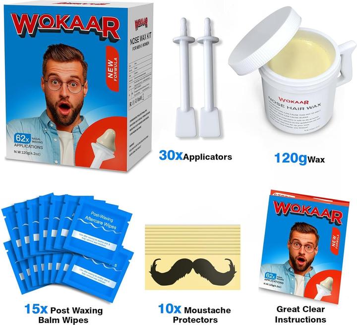 Immagine prodotto Wokaar Nasenhaarwachs-Set (61 x, 120 g)
