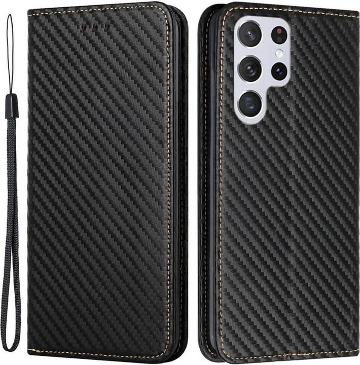 Actual product image Cover-Discount Galaxy S23 Ultra - Carbon Look Flip Case Cover black (Samsung Galaxy S23 Ultra)