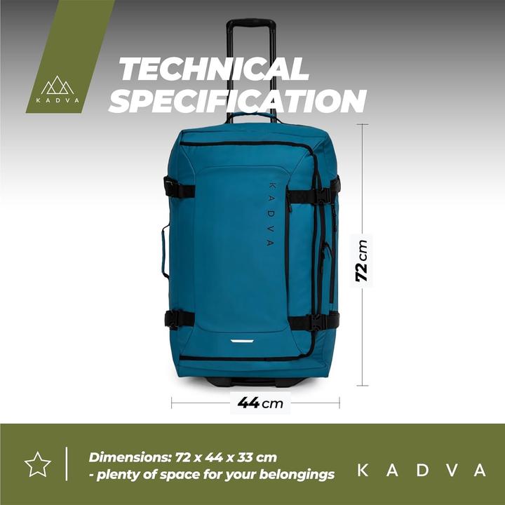 Actual product image Kadva Carry-On Suitcase with Wheels, Telescopic Frame, Two Compartments for Efficient Packing (102 l)