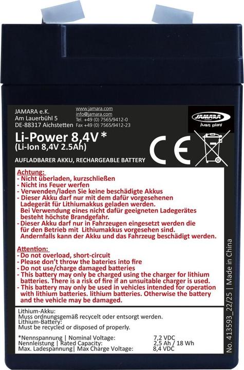 Schwarz Kitchen Akku Ride-on Li-Power 8,4 Li-Ion 8,4V 2.5Ah 18Wh (8.40 V)