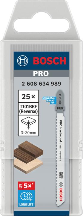 Actual product image Bosch Professional Zubehör PRO Hardwood clean reverse T101BRF jigsaw blade, 100 mm, 25 pcs.