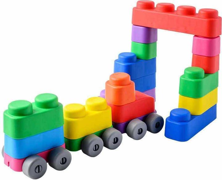 Montessori Jouets, Jouets éducatifs, Blocs souples et roues - 25 blocs et 16 roues