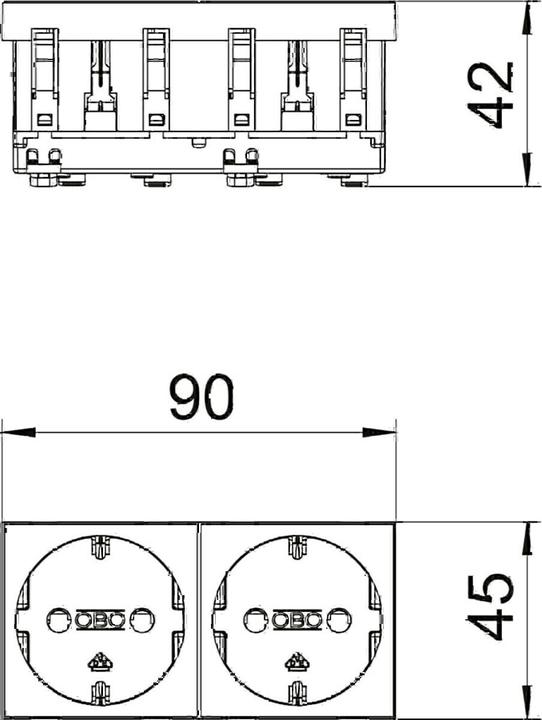 Actual product image OBO Bettermann Vertr socket outlet 0 degree 2-fold protective contact STD