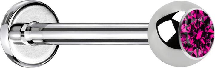 Immagine prodotto Star Piercing Micro Labret argento con cristallo a sfera fucsia (senza ottone, Acciaio chirurgico 316L)