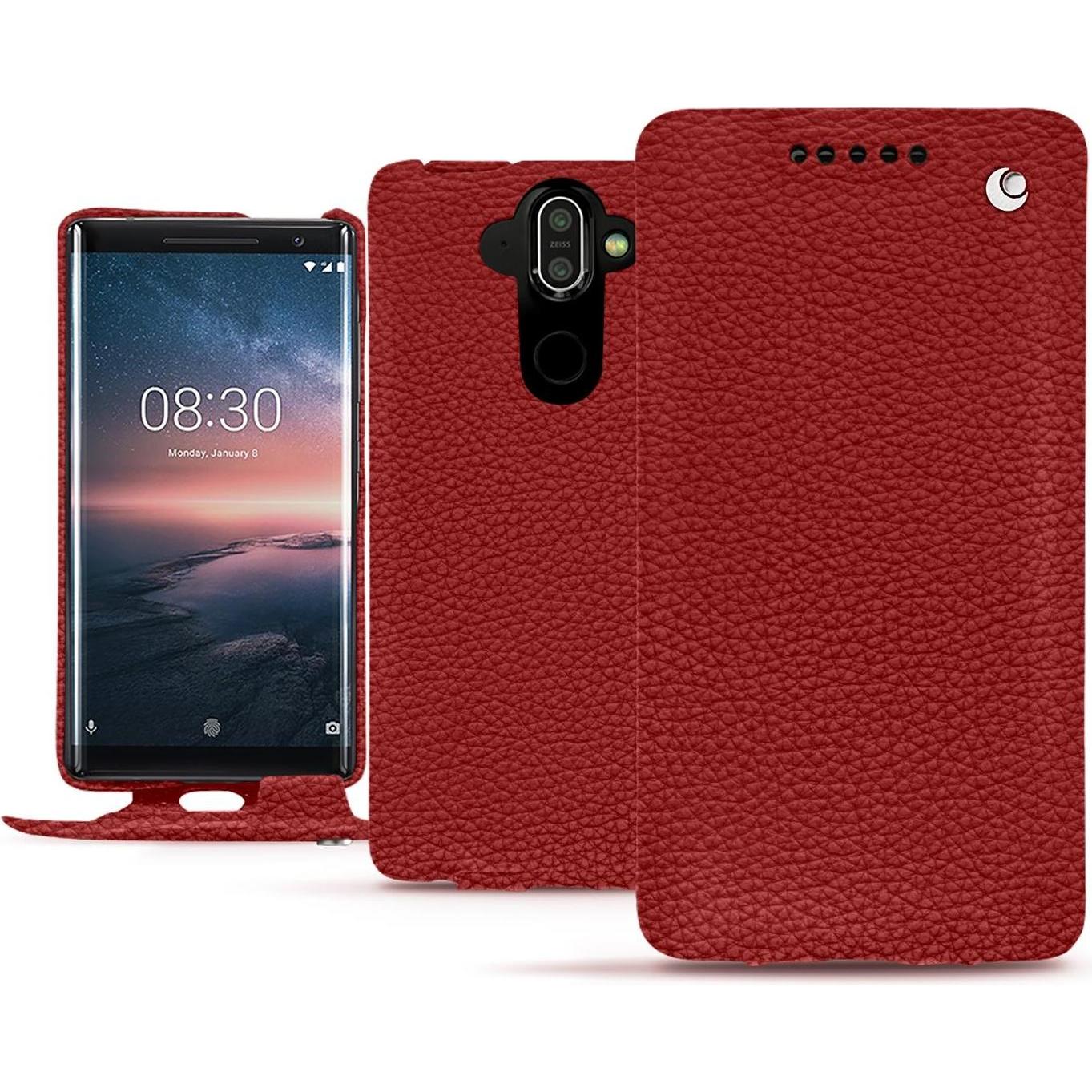 Noreve Lederschutzhülle vertikal (Nokia 8 Sirocco), Smartphone Hülle, Rot