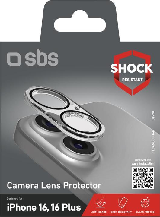 Actual product image SBS Camera lens protector for iPhone 16/ 16 Plus (1 pcs., Apple iPhone 16, Apple iPhone 16 Plus)