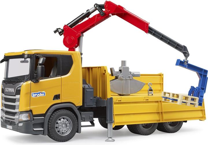 Actual product image Bruder 03551 Scania Super 560R construction site truck crane and 2 pallets