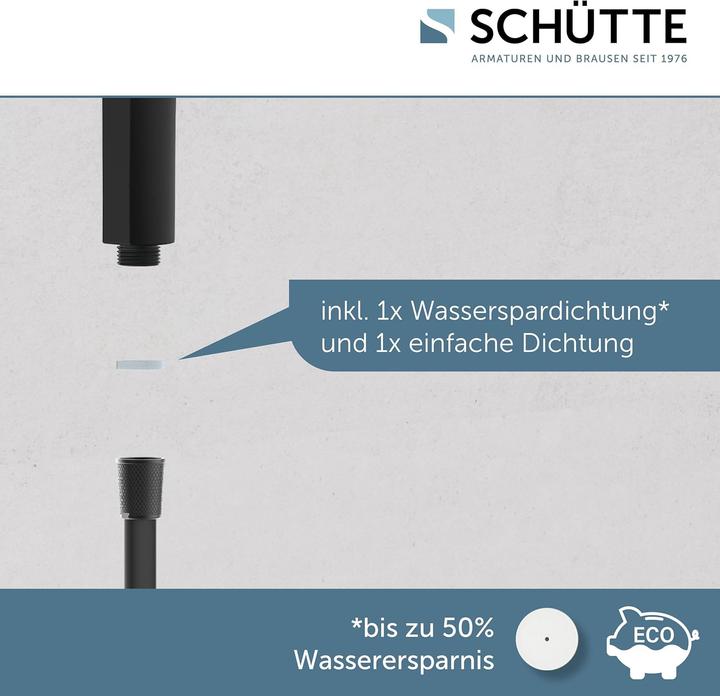 Actual product image Schütte Shower head Bathroom SAMOA RAIN Hand shower Black matt Water-saving seal 60953 (3 Beam types)