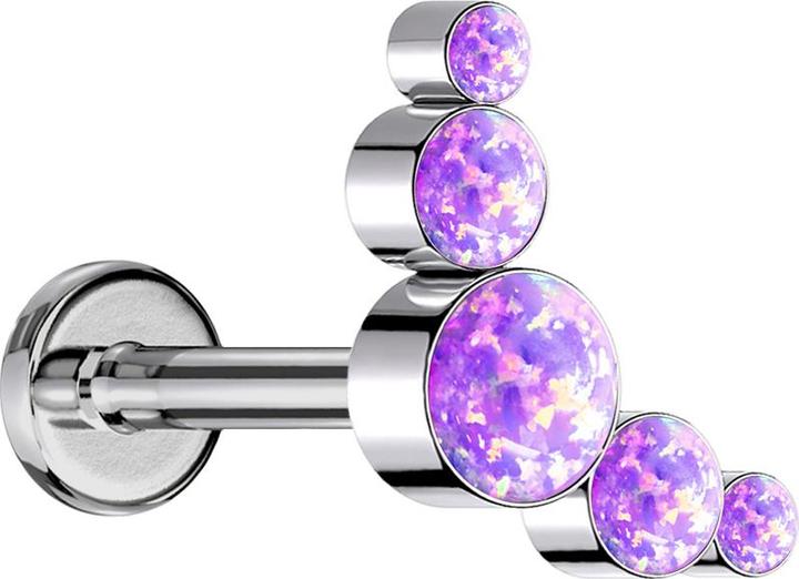 Immagine prodotto Star Piercing Labret Micro Threadless argento cinque opali viola (senza ottone, Titanio)
