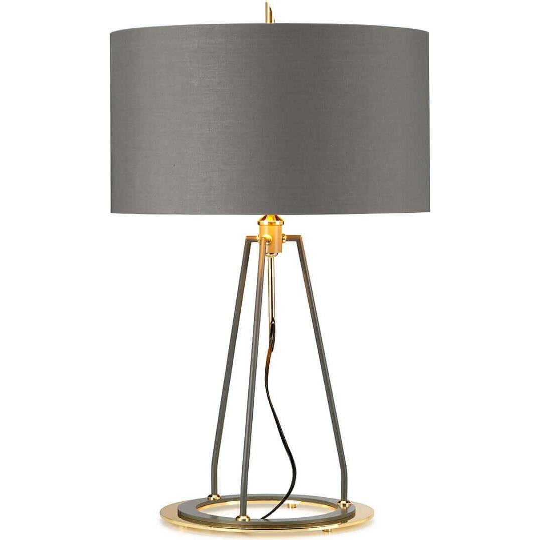 Elstead Lighting, Tischlampe, Ferrara Tischleuchte E27 Dunkelgrau Poliertes Gold Grau mit Metallic-Gold-Futter (E27)