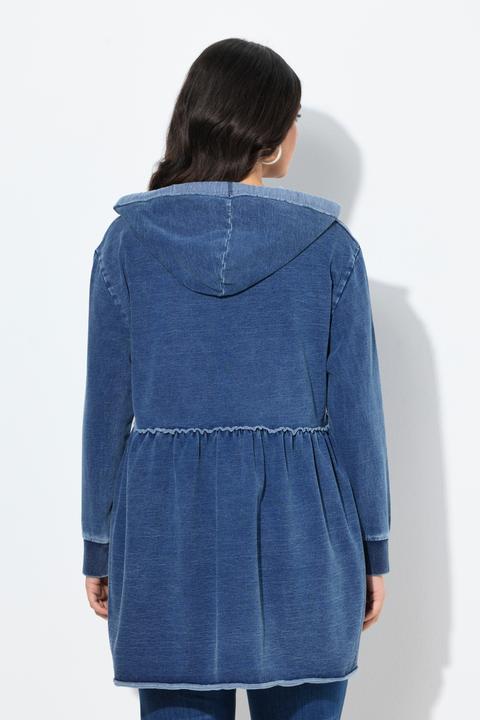 Produktbild Ulla Popken Long-Hoodie, A-Linie, offenkantig, V-Ausschnitt, Langarm (46, 48)