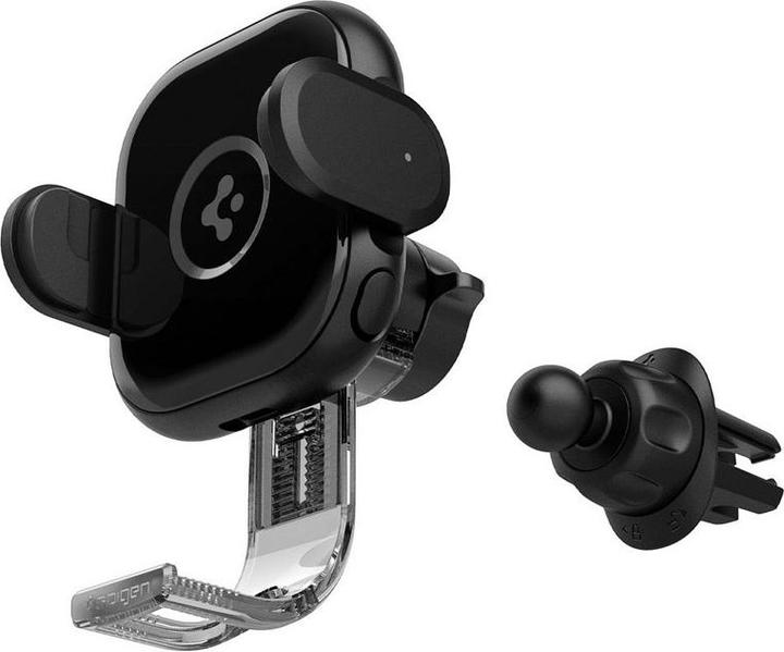 Actual product image Spigen car mount with charger UTS12W Onetap Universal Vent Car Mount Wireless Charger black