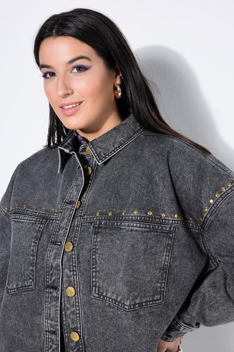 Immagine prodotto Studio Untold Camicia di jeans dal taglio oversize con stile vintage e rivetti decorativi (58, 60)