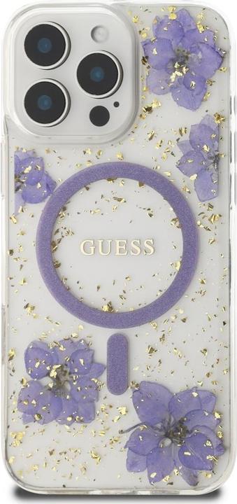 Actual product image Guess Case Resin Flowers MagSafe for iPhone 16 Pro Max purple (Apple iPhone 16 Pro Max)