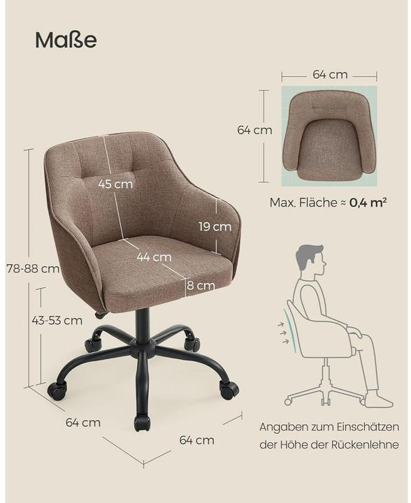Produktbild Songmics Bürostuhl mit Fusskreuz, Braun, Produkttyp: Bürostuhl