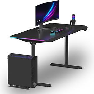 Actual product image Ultradesk Gaming-Tisch QUEST, 140x70cm, 72-120cm, schwarz-schwarz