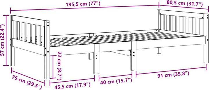 Produktbild vidaXL Kinderbett (75 x 190 cm)