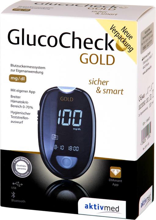Aktivmed GlucoCheck GOLD Blutzuckermessgerät Set mg/dl, 1 St (Blutzuckermessgerät)