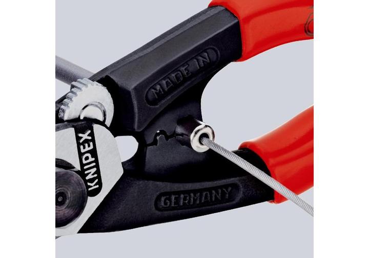 Produktbild Knipex Drahtseilschere L.190mm mit Befestigungsöse BK brüniert Griff 2Komp.-Hüllen Schneidwert Pianodrah... (321 mm)