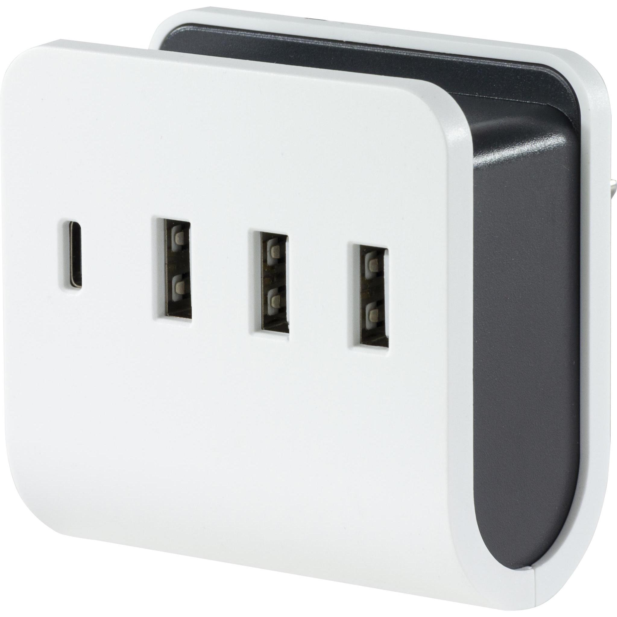 REV USB Ladegerät 3x USB-A 1x USB-C (24 W), USB Ladegerät, Weiss