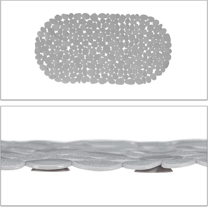 Actual product image Relaxdays Anti-Slip Bath Mat, Stone-look (36 x 68 x 0.5 cm)