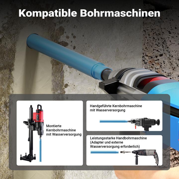 Produktbild Wiltec Diamantbohrkrone Shark Ø52mm Bohrkrone 450mm 1¼ UNC Diamantbohrer Beton (52 mm)