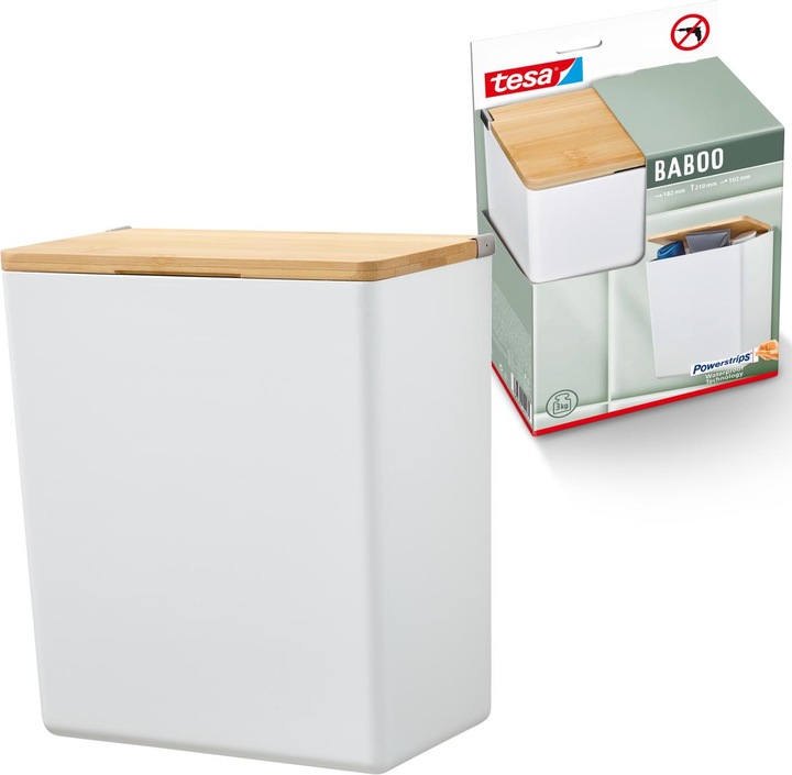 Produktbild tesa BABOO Aufbewahrungsbox mit Deckel, gross inkl. Klebelösung ohne Bohren