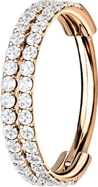Produktbild Star Piercing Micro Segmentring klappbar rosegold doppellinie mit Kristallen (ohne Messing, Titan)