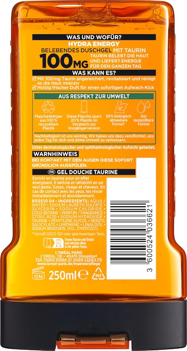 Actual product image L'Oréal Paris L ' Oreal, Hydra Energy, Shower Gel, 250 ml (250 ml)