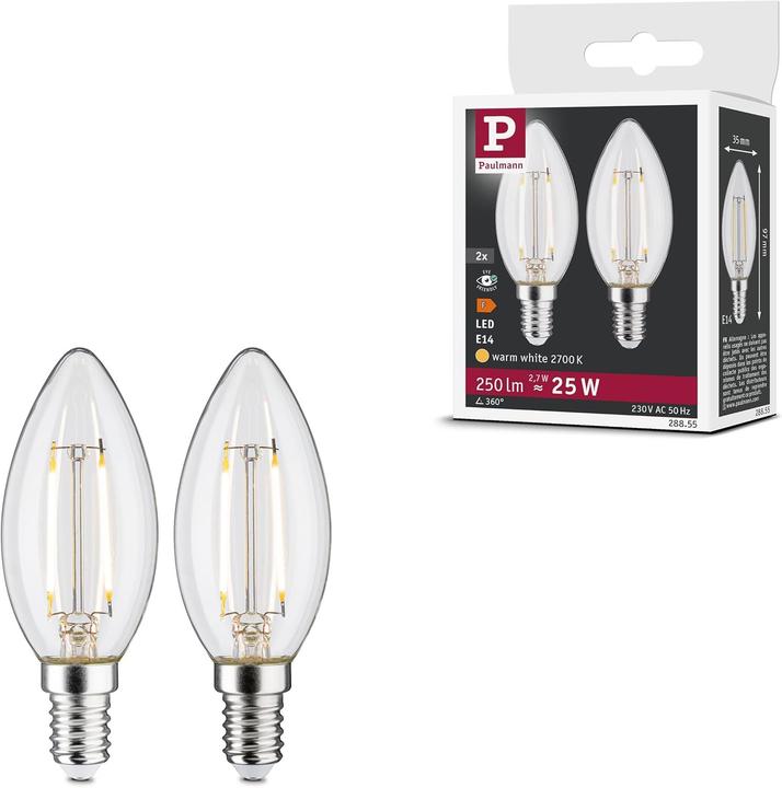 Actual product image Paulmann LED Candle FIlament Set of 2 E14 (E14, 250 lm, 2x)