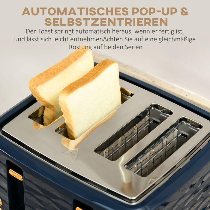 Actual product image Swisshandel24 2-in-1 Toaster- und Wasserkocher-Set, 7 Bräunungsstufen, Auftau- und Aufwärmfunktion, Blau (1.70 l)