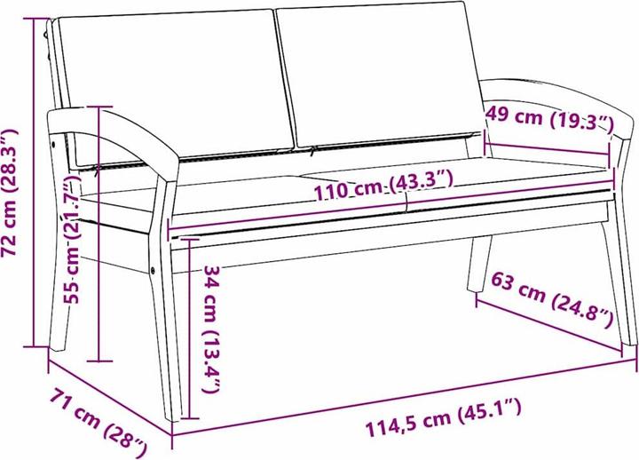 Actual product image vidaXL Garden bench