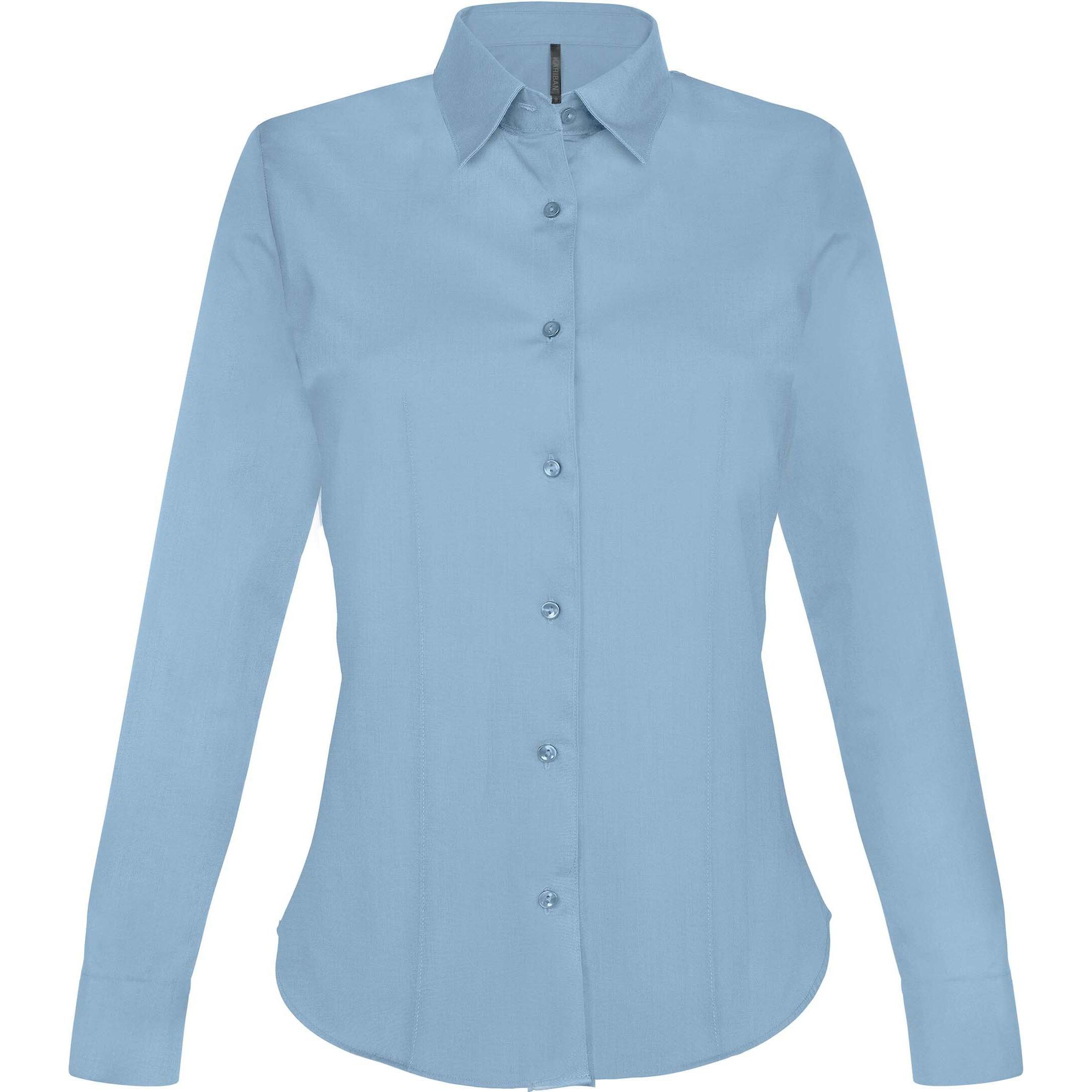 Kariban, Damen, Hemd, Hemd Frau lange Ärmel Baumwolle, Blau, (M)