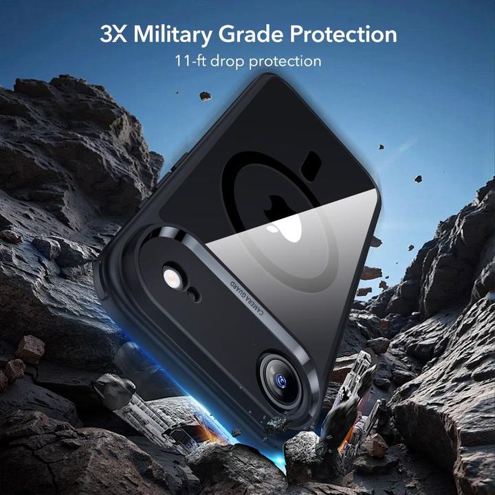 Actual product image ESR Classic Hybrid Magnetic Case (Camera Control), for iPhone 17 Air, Clear Black (Apple iPhone 17 Pro)