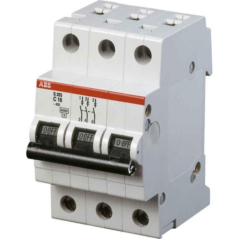 ABB, Schutzschalter, S203-C8 Sicherungsautomat 8A System compact 3-polig 6kA