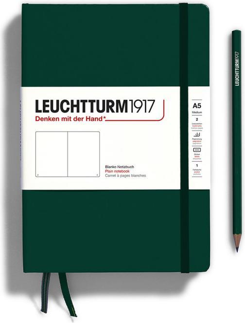Actual product image Leuchtturm1917 Lighthouse Medium Blank Fgreen (145 x 210 mm, Plain, Hardcover)